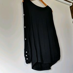 Black shirt with arm cutouts & beads